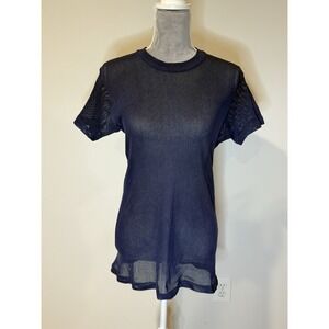 Vintage 70s 80s  Mesh Sheer Blue Shirt Sz XL Men's Retro USA By Devknit Retro